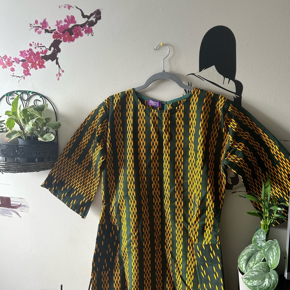 Green and Yellow Ankara Maxi Dress